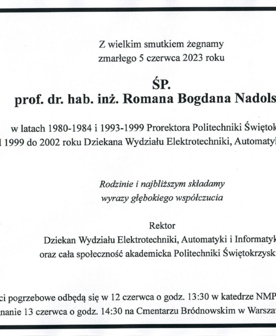 Nekrolog prof. Nadolskiego