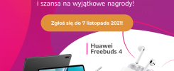 Reklama konkursu "Seeds for the Future" z nagrodami: Huawei Matebook D15, Freebuds 4, Matepad 11.