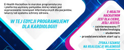 Plakat informuje o E-Health Hackathonie, który odbędzie się 8-9 października 2022.