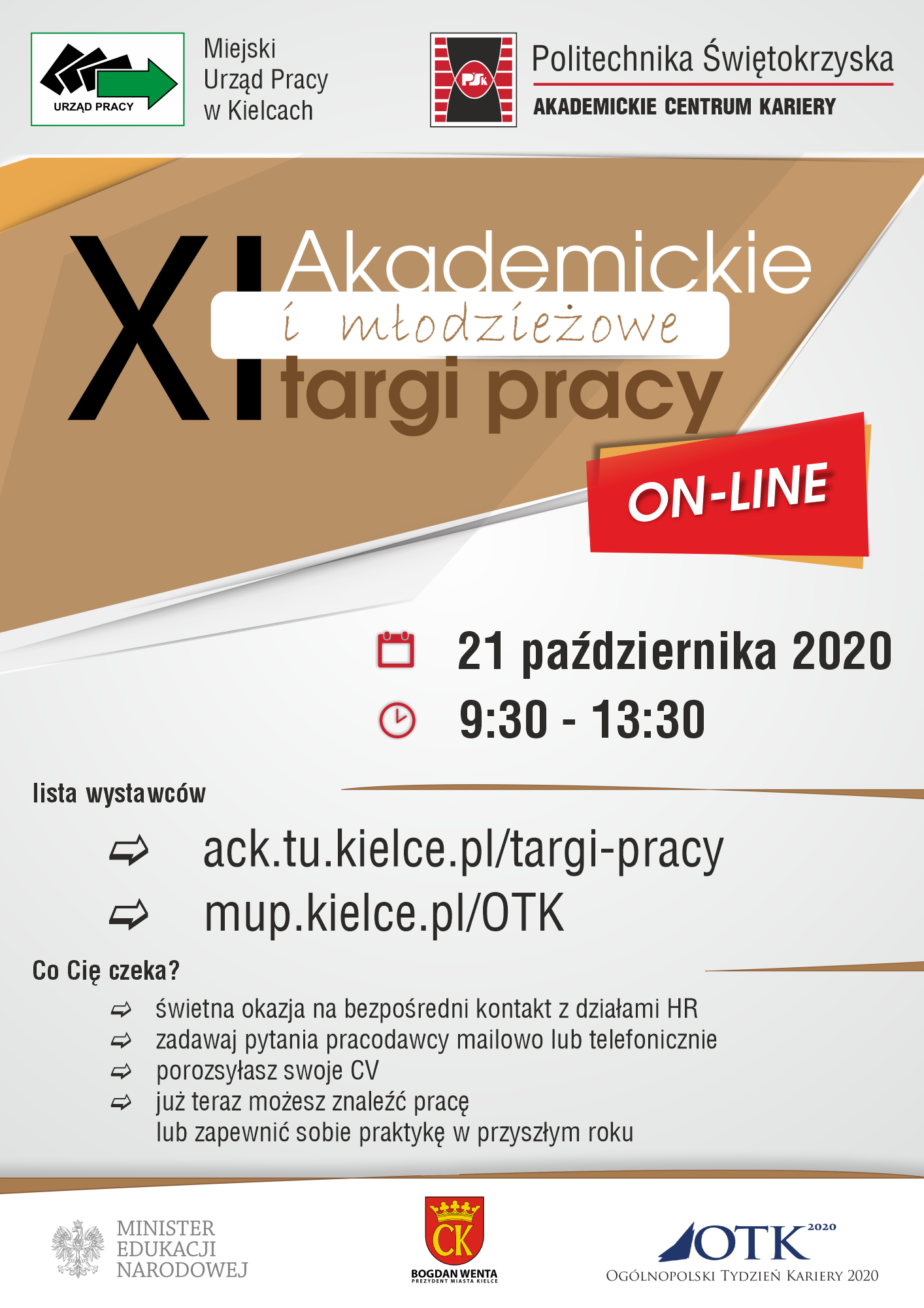 XI Akademickie i młodzieżowe targi pracy online. 21 października 2020, 9:30-13:30.
