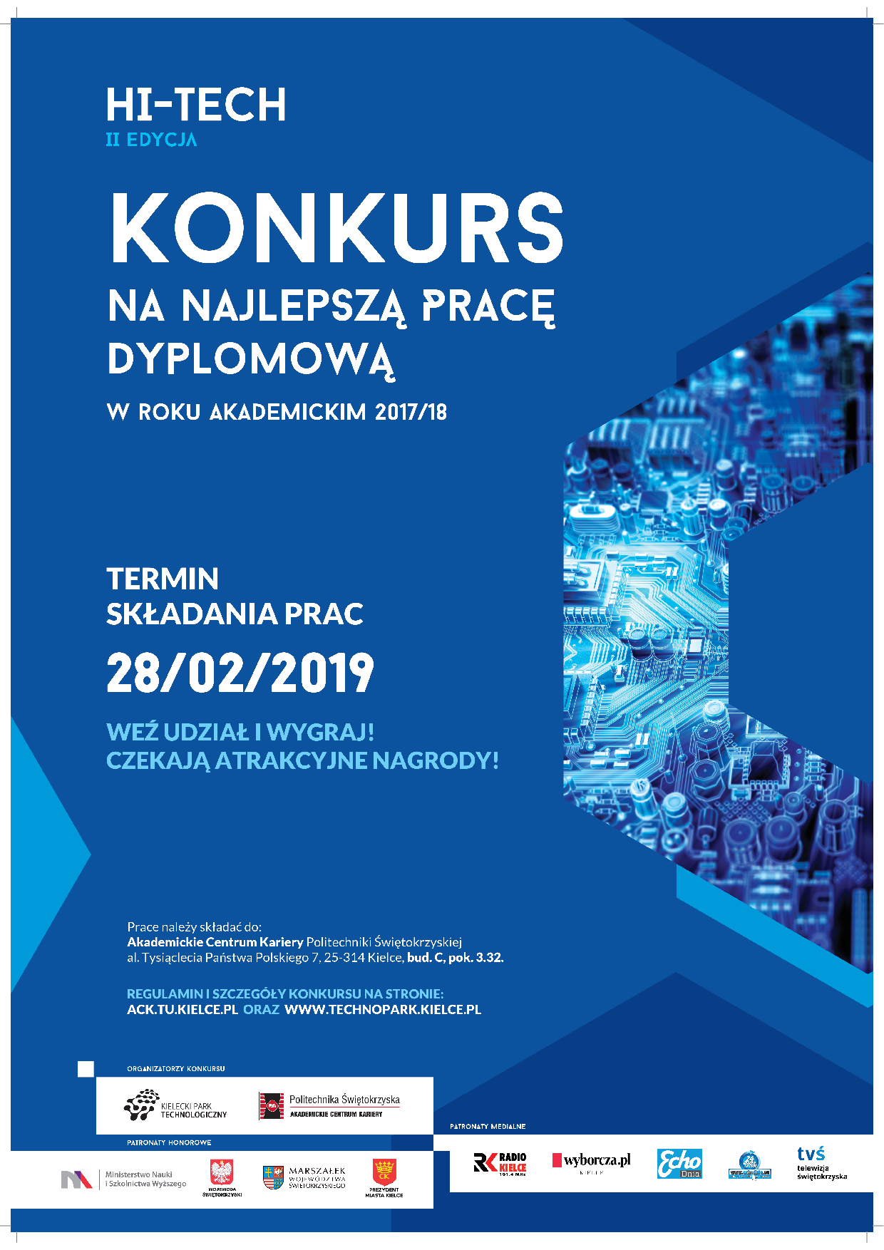 Konkurs "Hi-Tech II Edycja" na najlepszą pracę dyplomową. Termin składania prac: 28/02/2019.
