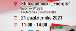 Plakat informuje o Akademickich i Młodzieżowych Targach Pracy w Kielcach, które odbędą się 21 października 2021.