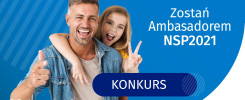 Uśmiechnięty mężczyzna i dziewczynka. Hasła: #liczy się każdy, Zostań Ambasadorem NSP2021, KONKURS, Liczymy się DLA POLSKI!